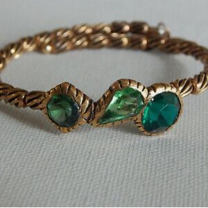 ALEX + ANI Vintage Sixty Six Emerald Treasure Trove Green Gold Wrap Bracelet
